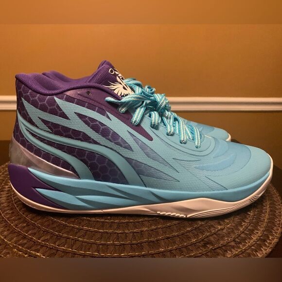 Puma Other - Puma Melo Ball MB.02 Shoes Blue Purple Mid Queen City 379779-01 Men's Size 9.5